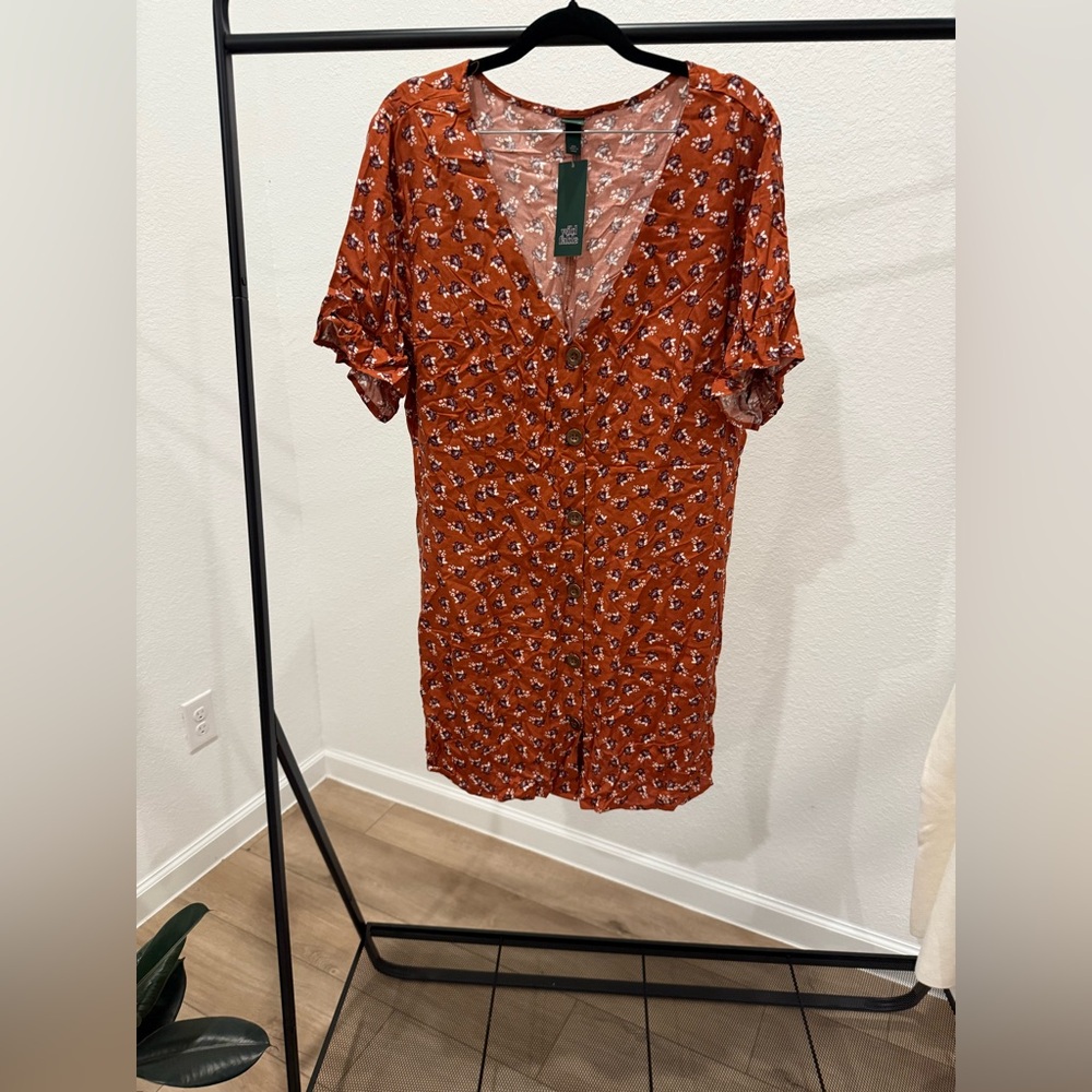 Wild Fable Rust Floral Midi Dress